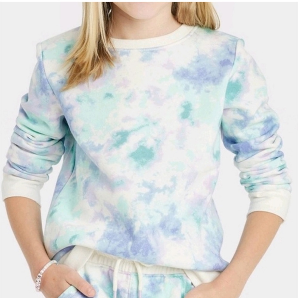 Cat & Jack Long Sleeve Tie Dye Fleece Pull Over